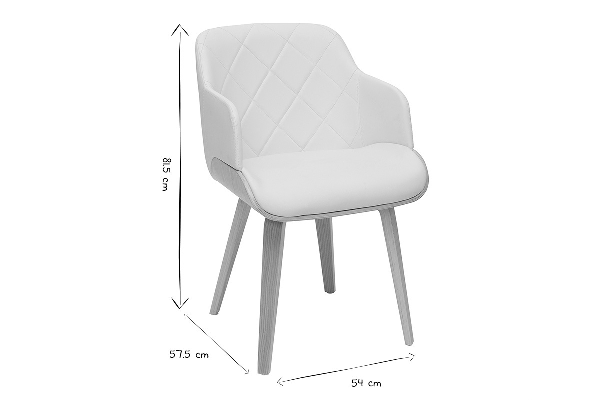 Sedia design bianco e legno chiaro LUCIEN