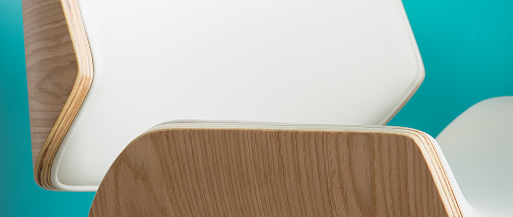 Sedia design bianco e legno chiaro RUBBENS