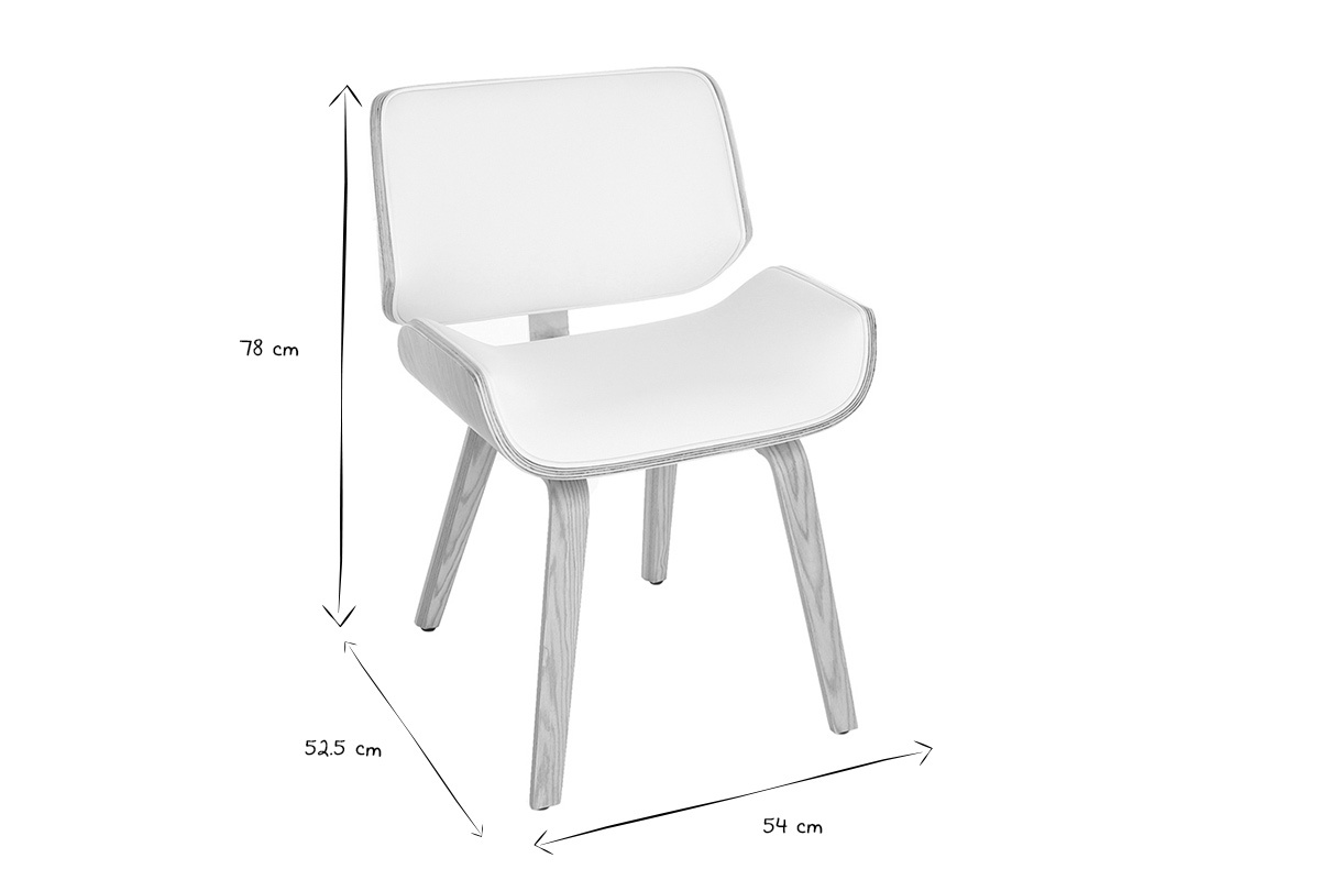 Sedia design bianco e legno chiaro RUBBENS