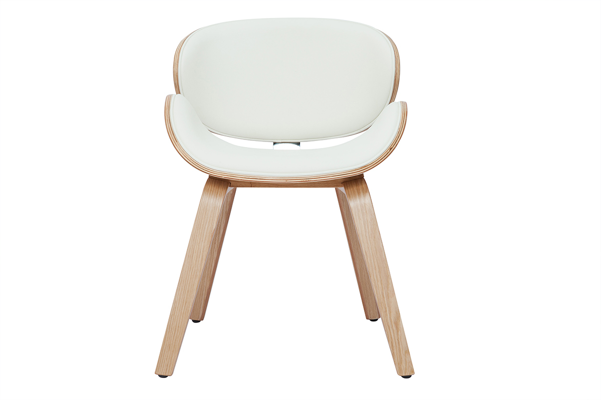 Sedia design bianco e legno chiaro WALNUT