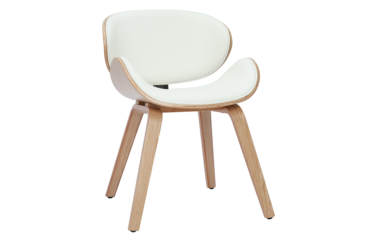 Sedia design bianco e legno chiaro WALNUT