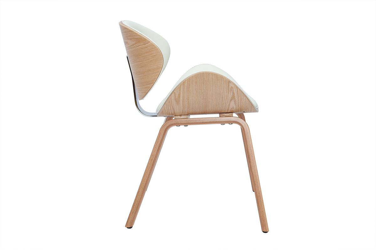 Sedia design bianco e legno chiaro WALNUT