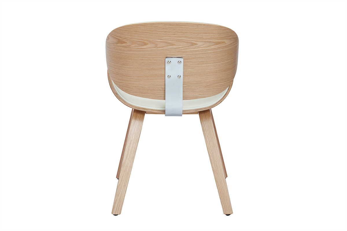 Sedia design bianco e legno chiaro WALNUT