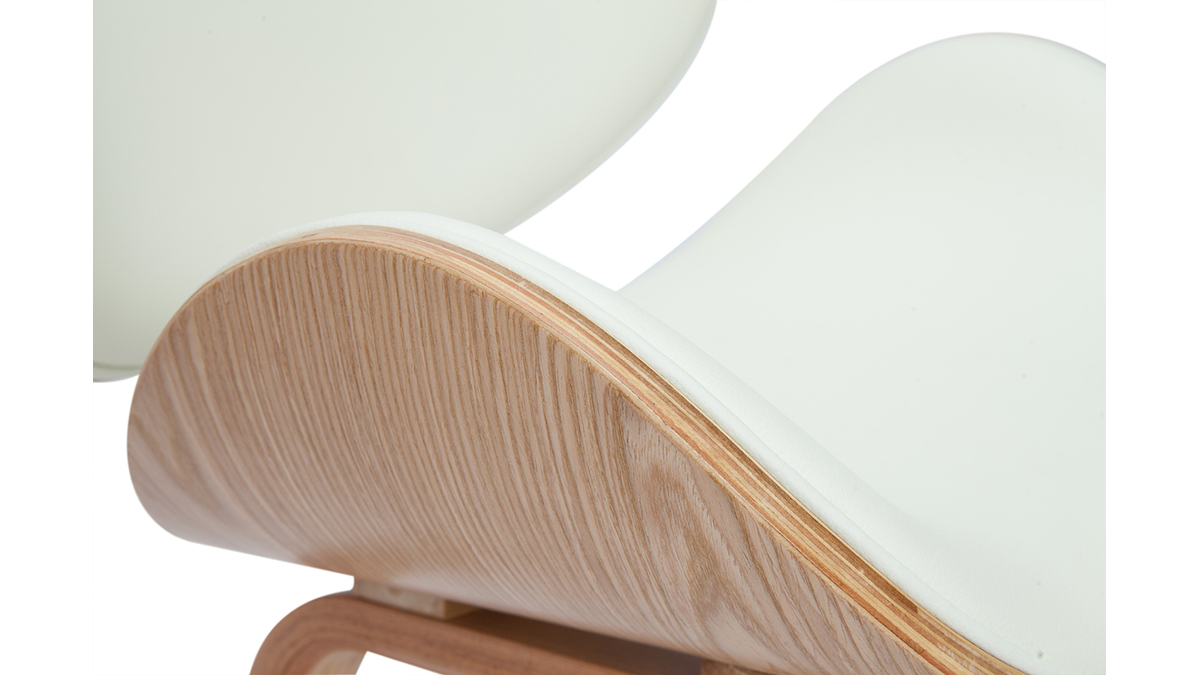 Sedia design bianco e legno chiaro WALNUT