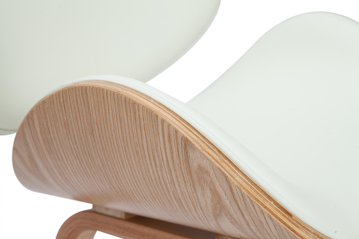 Sedia design bianco e legno chiaro WALNUT