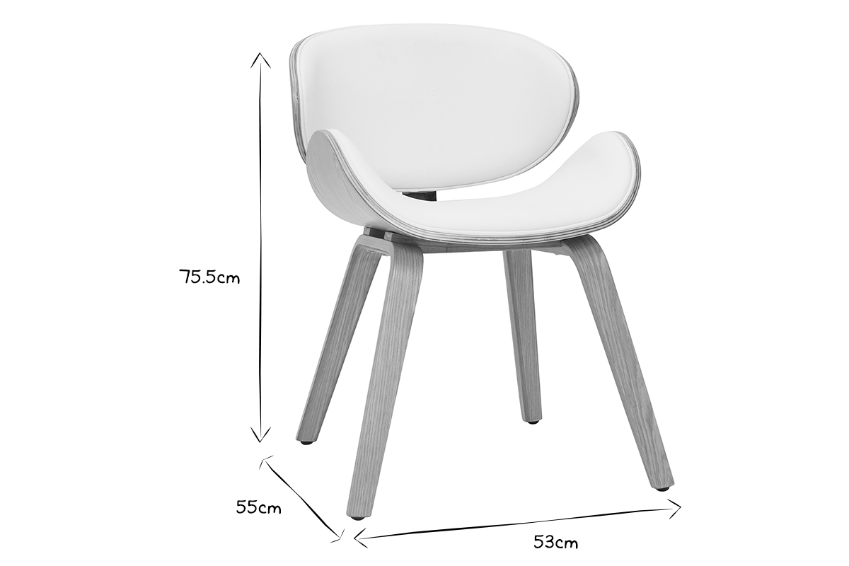 Sedia design bianco e legno chiaro WALNUT
