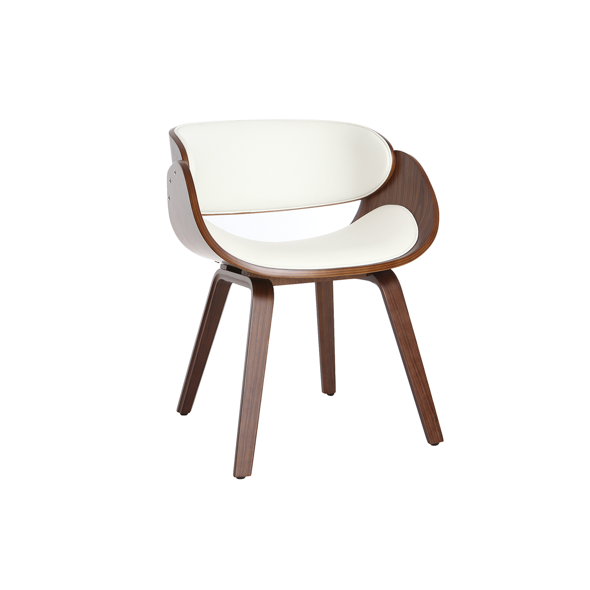 Sedia design bianco e legno scuro noce BENT