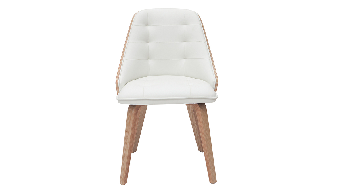 Sedia design bimateriale bianco e legno chiaro FLUFFY