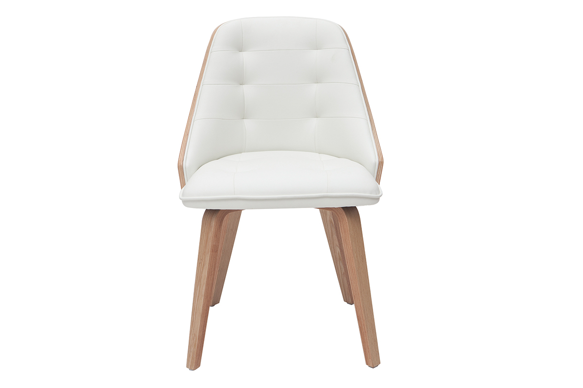 Sedia design bimateriale bianco e legno chiaro FLUFFY