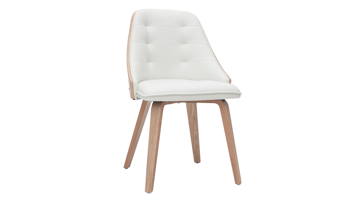 Sedia design bimateriale bianco e legno chiaro FLUFFY