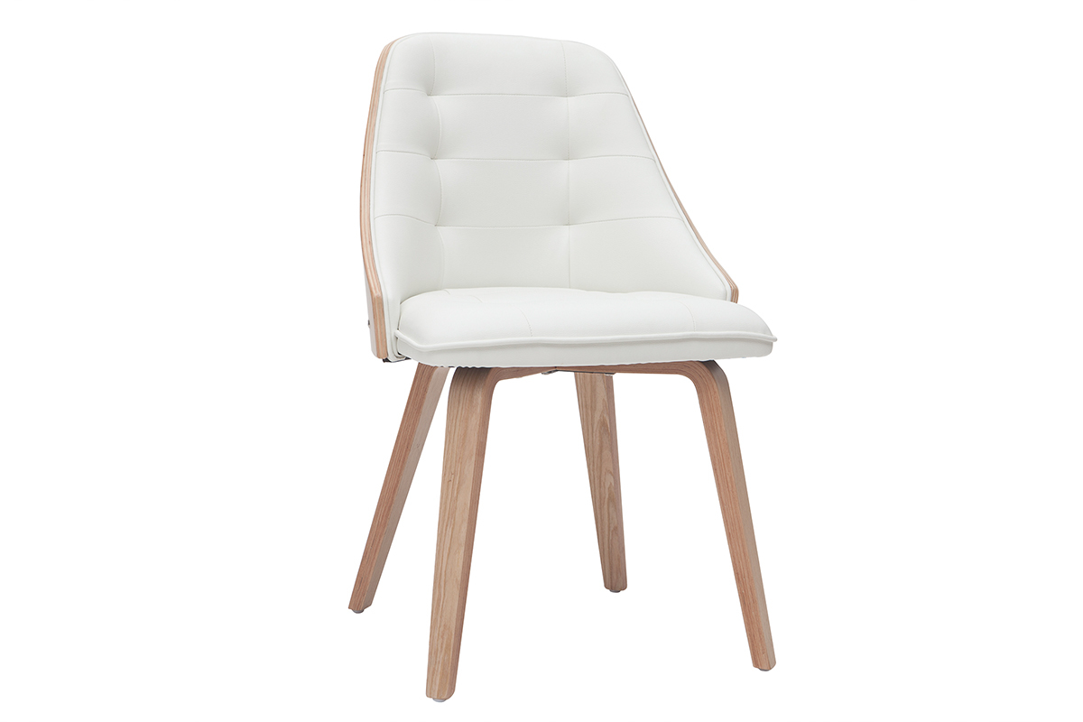 Sedia design bimateriale bianco e legno chiaro FLUFFY