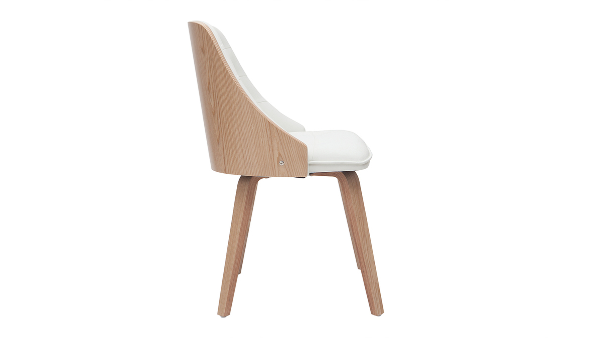 Sedia design bimateriale bianco e legno chiaro FLUFFY