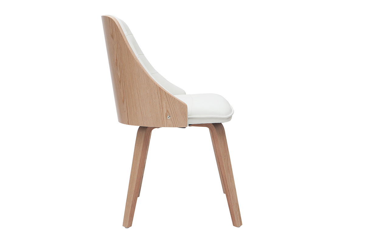 Sedia design bimateriale bianco e legno chiaro FLUFFY