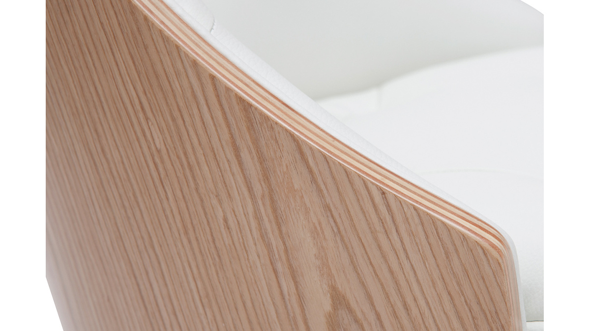 Sedia design bimateriale bianco e legno chiaro FLUFFY
