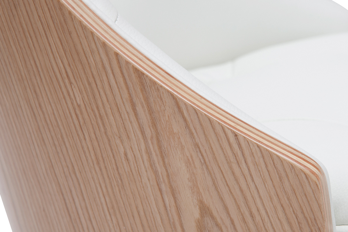 Sedia design bimateriale bianco e legno chiaro FLUFFY