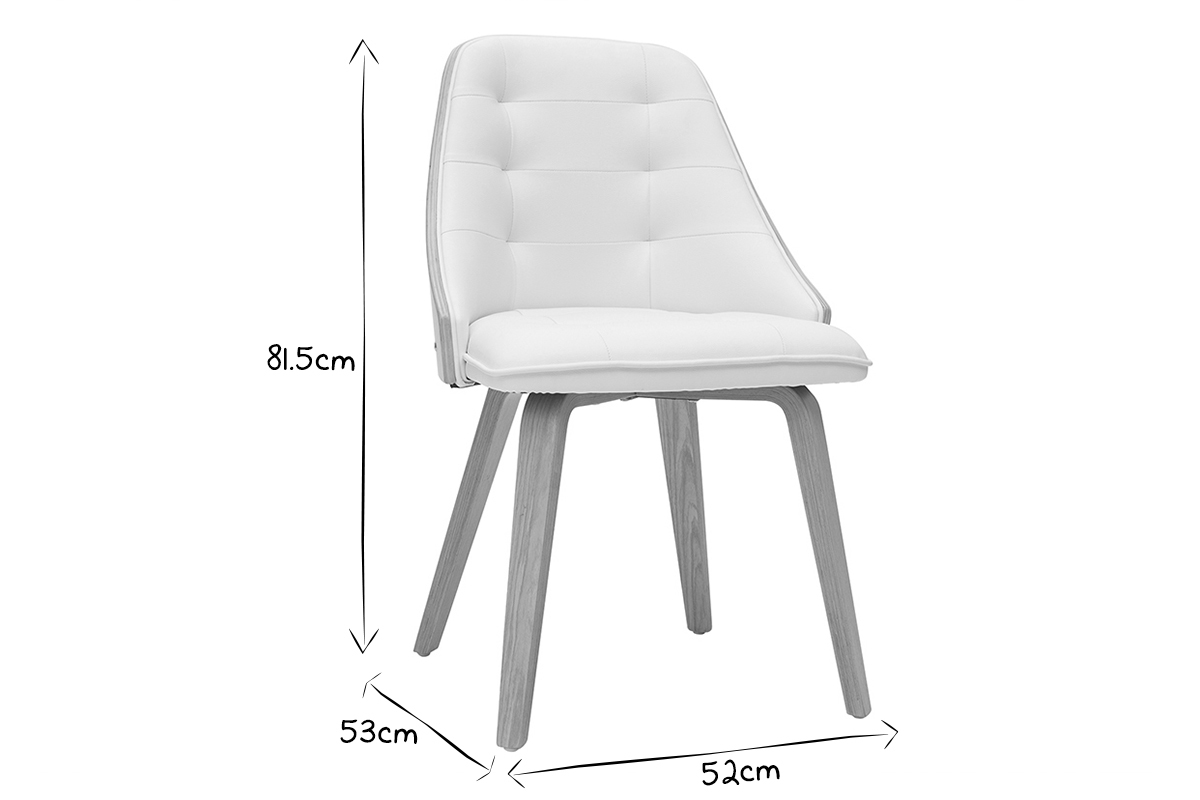 Sedia design bimateriale bianco e legno chiaro FLUFFY