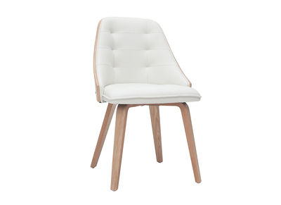 Sedia design bimateriale bianco e legno chiaro FLUFFY