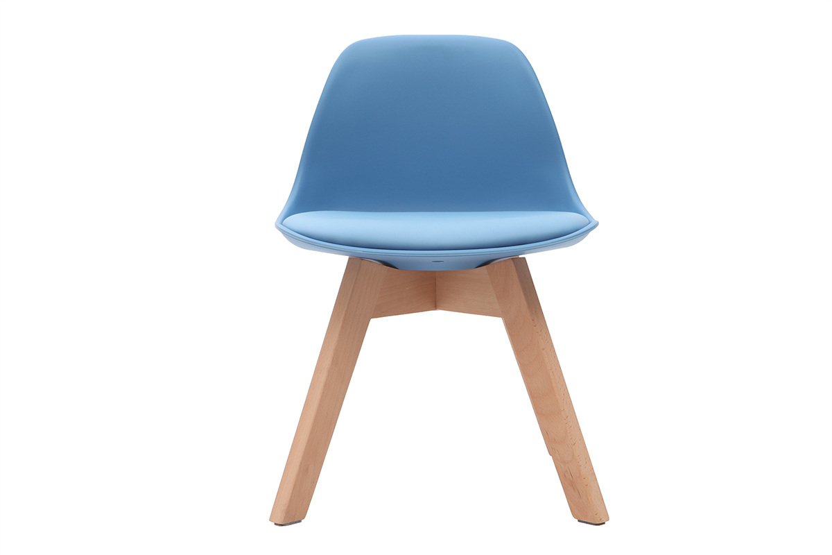 Sedia design blu con piedi in legno BABY PAULINE