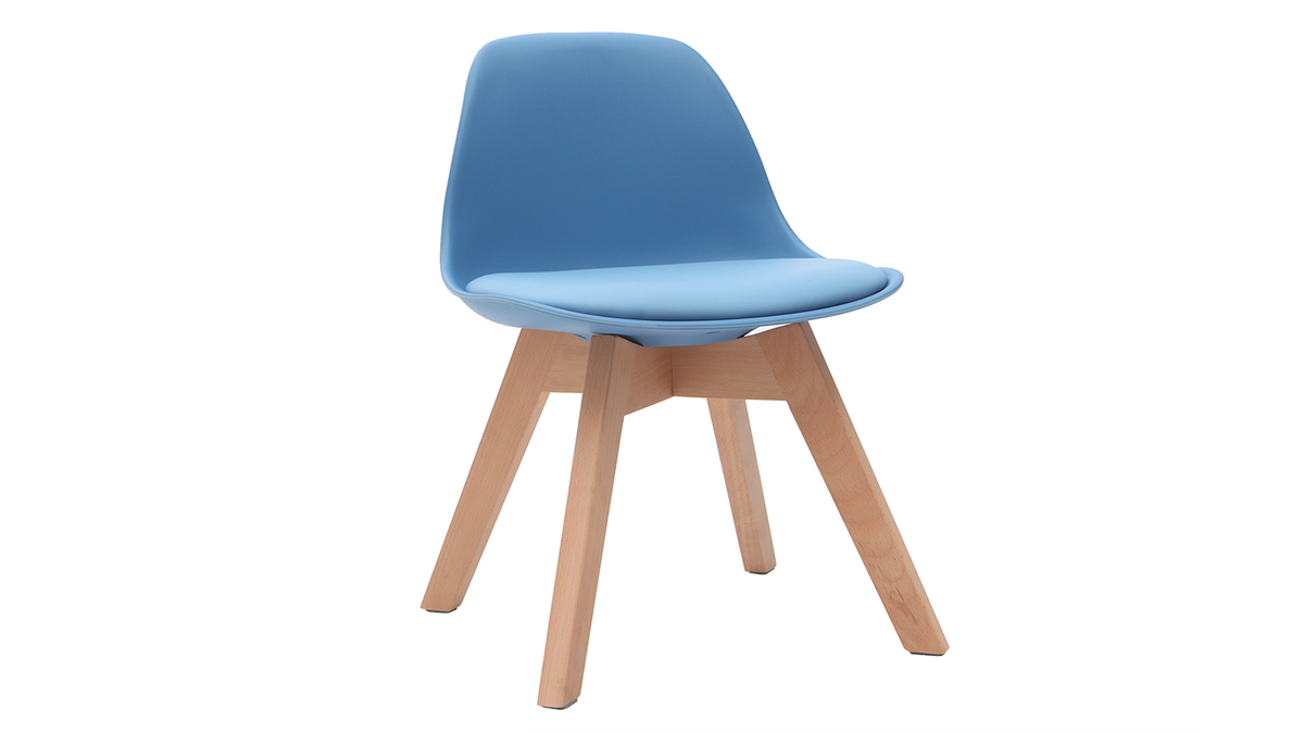 Sedia design blu con piedi in legno BABY PAULINE