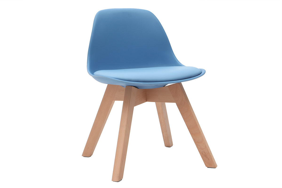 Sedia design blu con piedi in legno BABY PAULINE