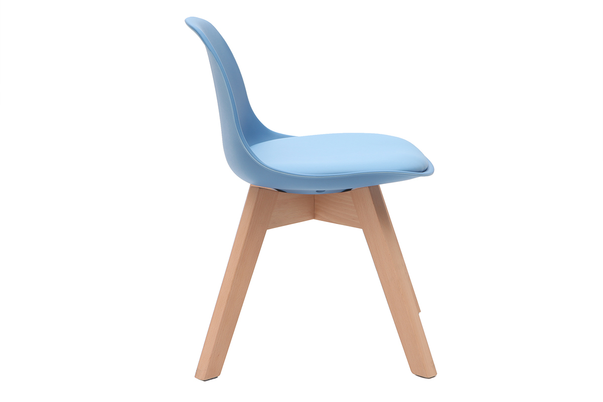 Sedia design blu con piedi in legno BABY PAULINE