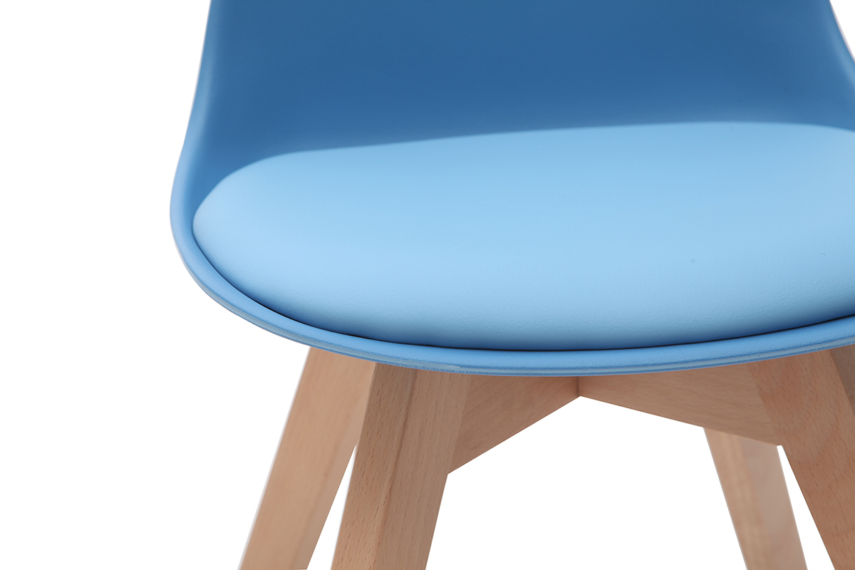 Sedia design blu con piedi in legno BABY PAULINE