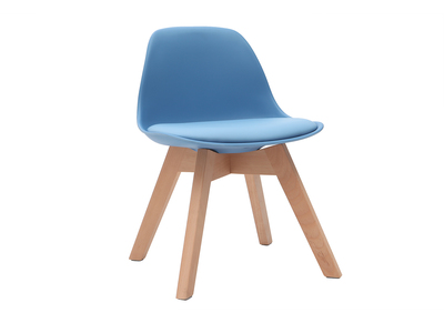 Sedia design blu con piedi in legno BABY PAULINE - Sedia design blu con piedi in legno BABY PAULINE