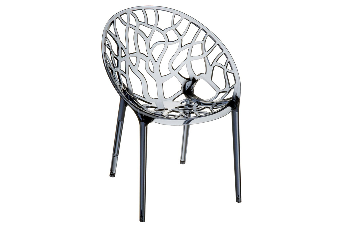 Sedia design colore grigio fumo di 4 ARBOL