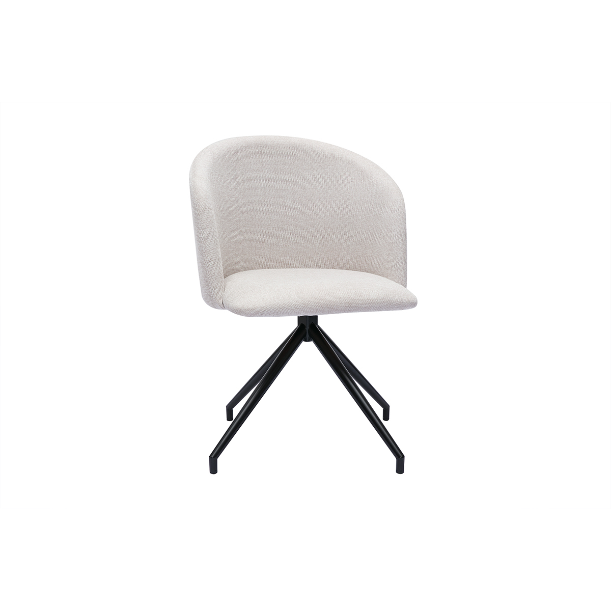 Sedia design girevole a 360° in tessuto effetto velluto beige e metallo nero VANITY