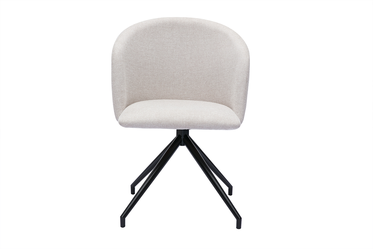 Sedia design girevole a 360� in tessuto effetto velluto beige e metallo nero VANITY