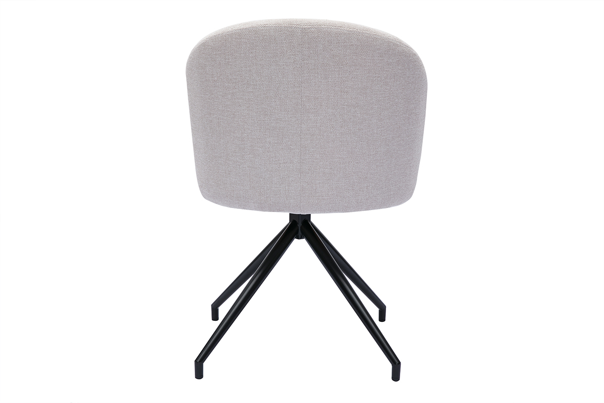 Sedia design girevole a 360� in tessuto effetto velluto beige e metallo nero VANITY