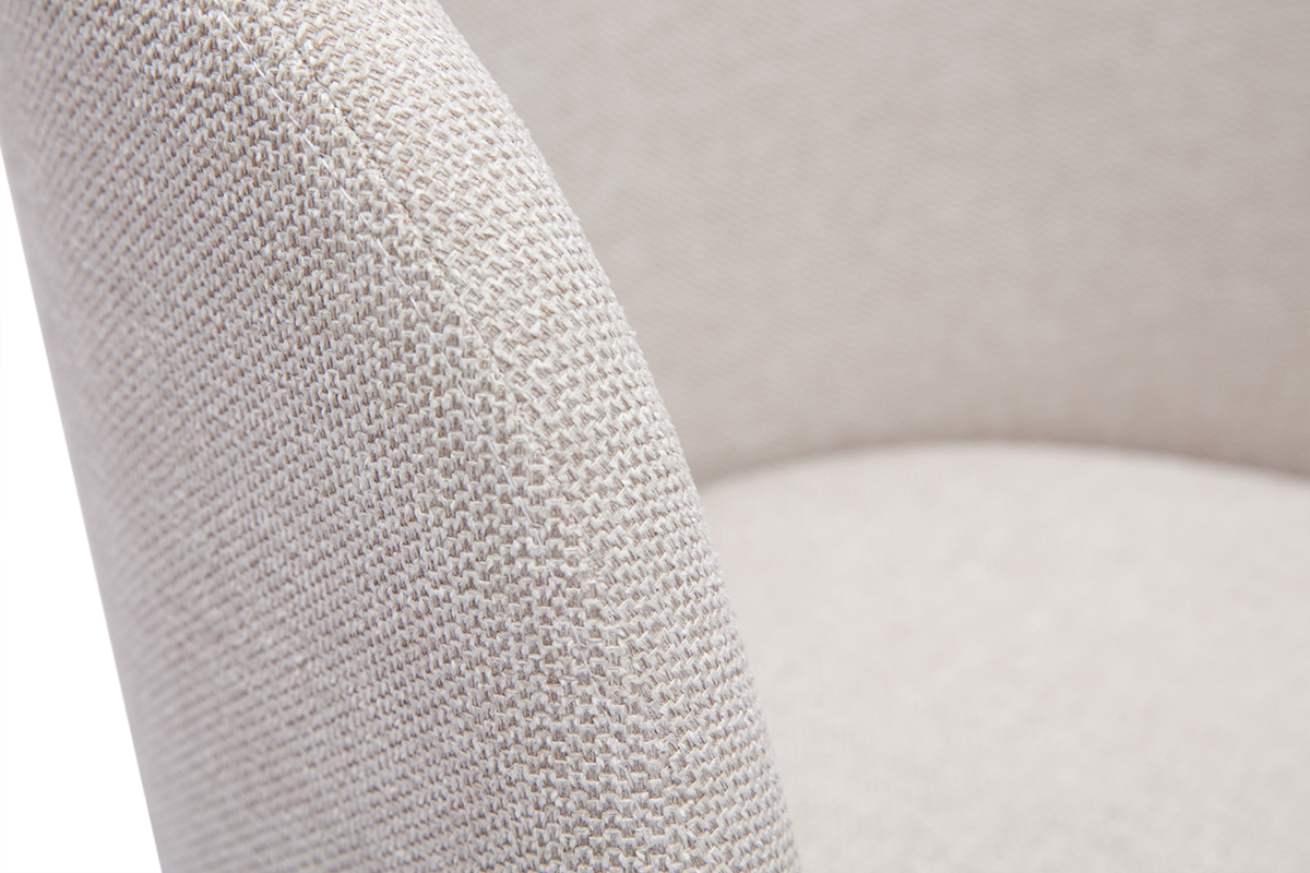 Sedia design girevole a 360� in tessuto effetto velluto beige e metallo nero VANITY