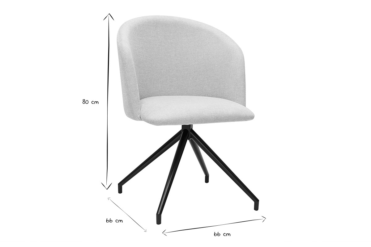 Sedia design girevole a 360� in tessuto effetto velluto beige e metallo nero VANITY