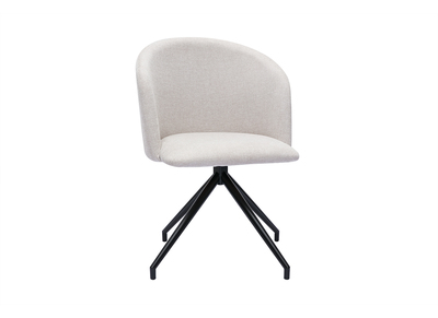Sedia design girevole a 360&deg; in tessuto effetto velluto beige e metallo nero VANITY