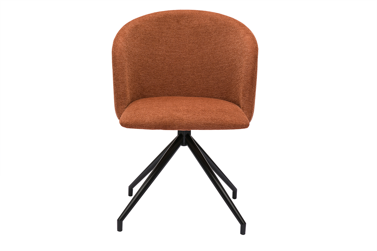 Sedia design girevole a 360� in velluto effetto tessuto terracotta e metallo nero VANITY