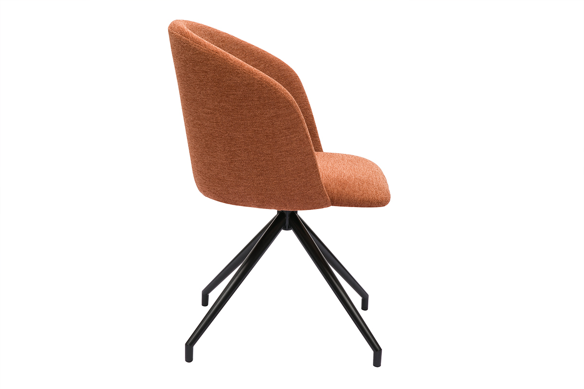 Sedia design girevole a 360� in velluto effetto tessuto terracotta e metallo nero VANITY
