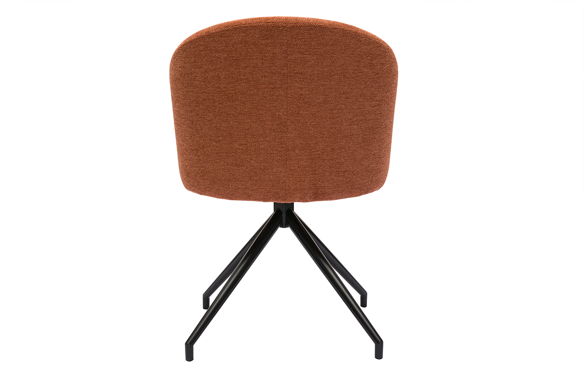 Sedia design girevole a 360� in velluto effetto tessuto terracotta e metallo nero VANITY