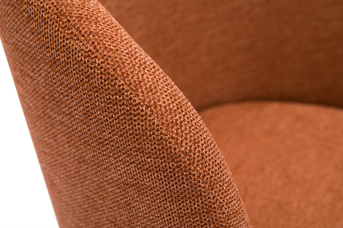 Sedia design girevole a 360� in velluto effetto tessuto terracotta e metallo nero VANITY