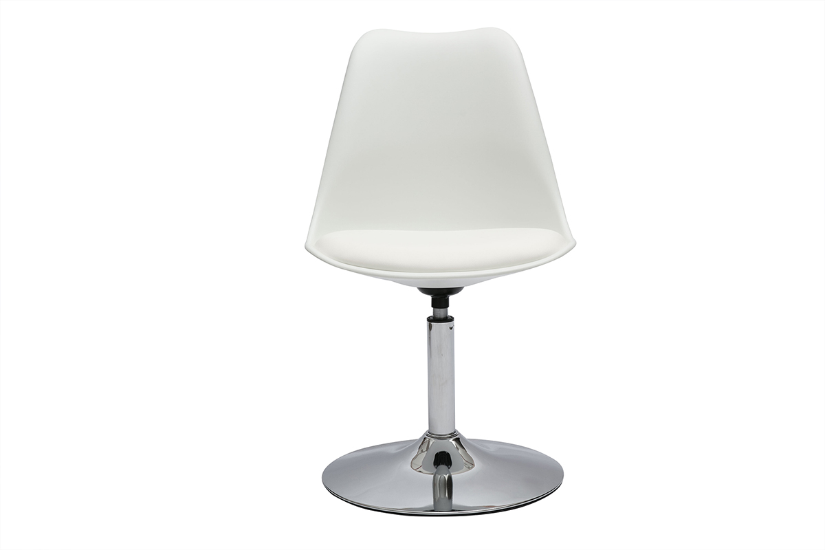 Sedia design girevole bianca e metallo cromato STEEVY V2