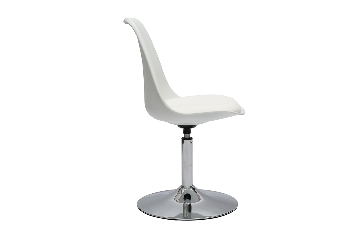 Sedia design girevole bianca e metallo cromato STEEVY V2