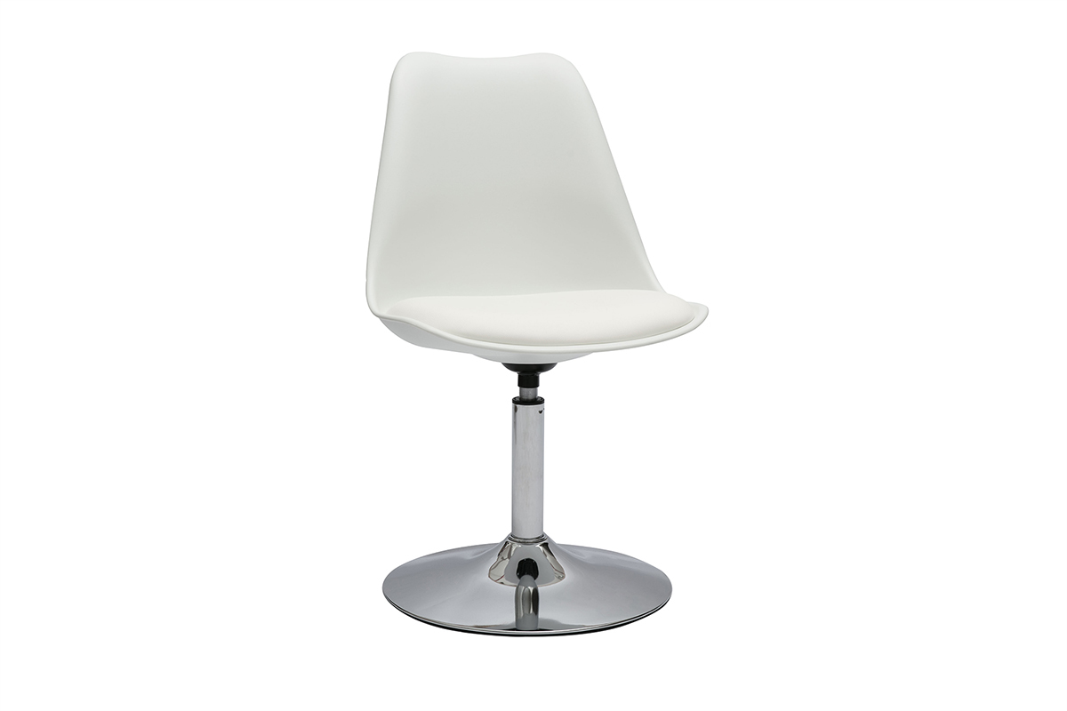 Sedia design girevole bianca e metallo cromato STEEVY V2