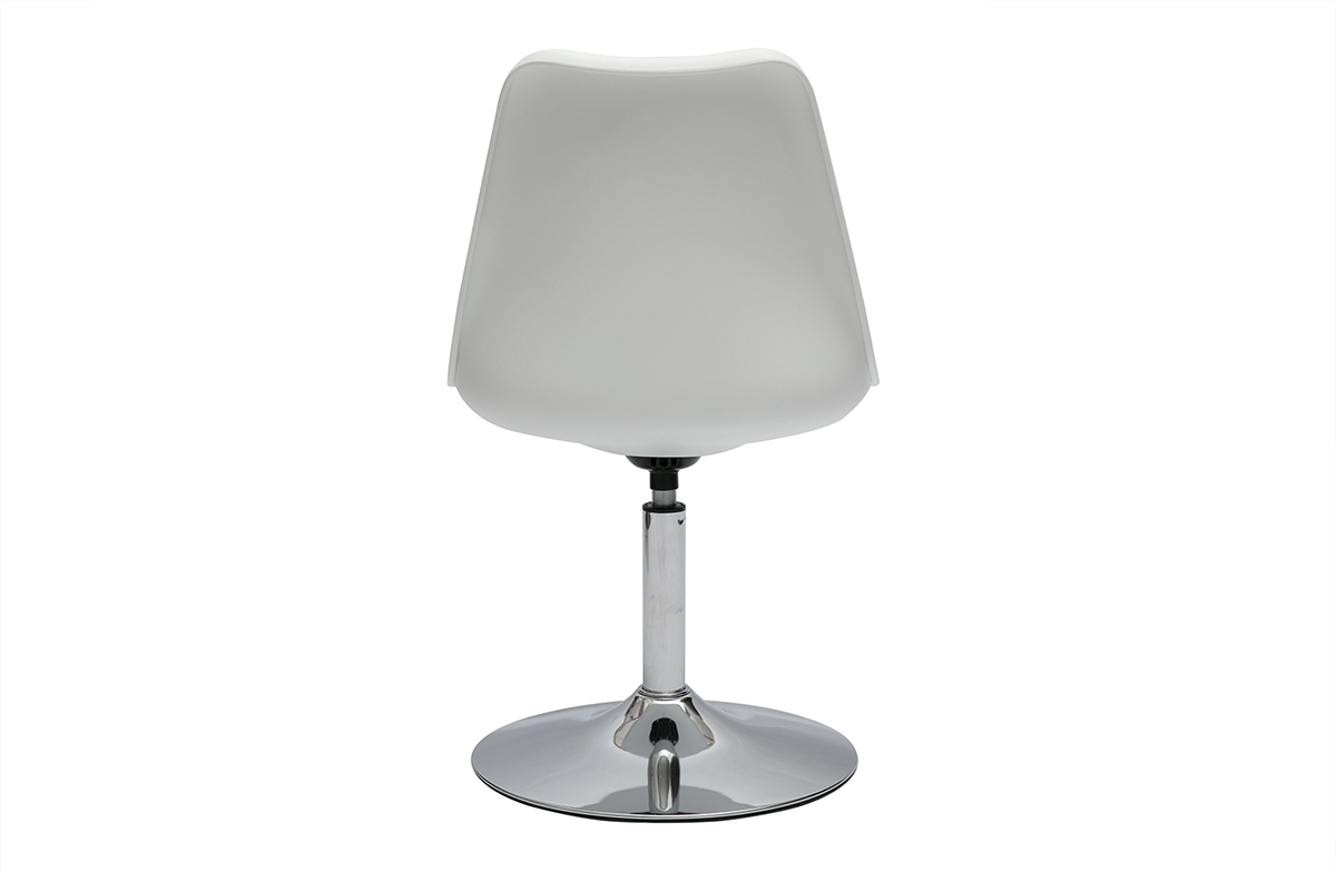 Sedia design girevole bianca e metallo cromato STEEVY V2