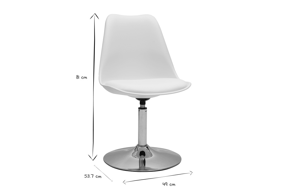 Sedia design girevole bianca e metallo cromato STEEVY V2