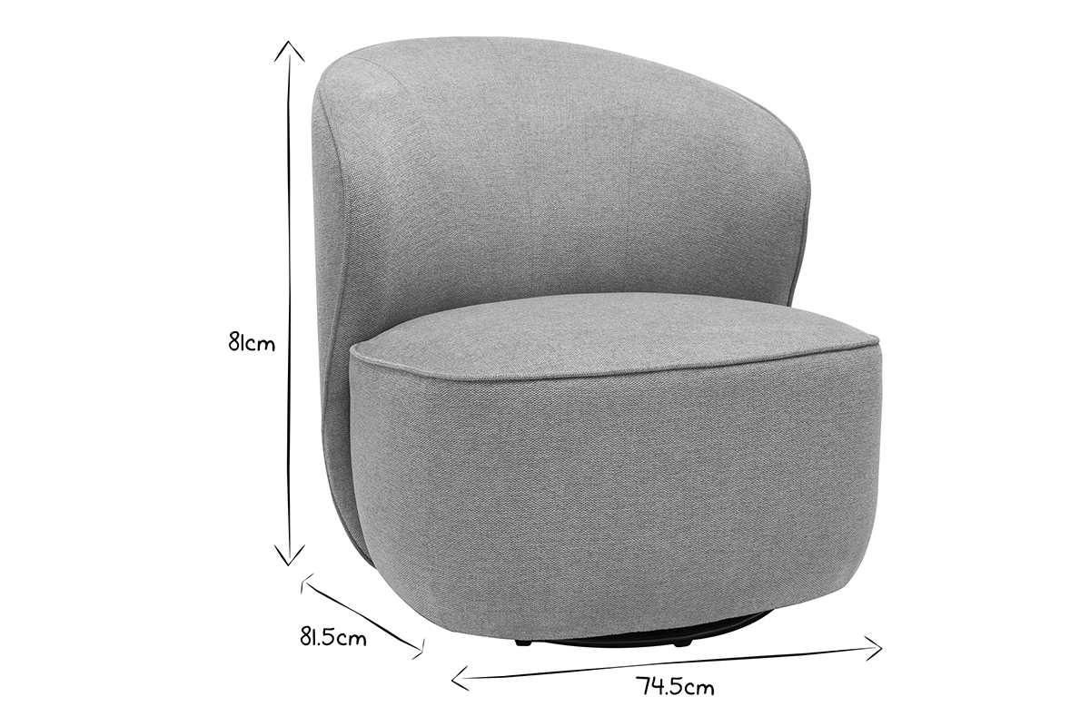 Sedia design girevole in tessuto color talpa AMBER