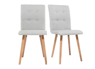 Sedia design grigio chiaro e legno gruppo di due HORTA