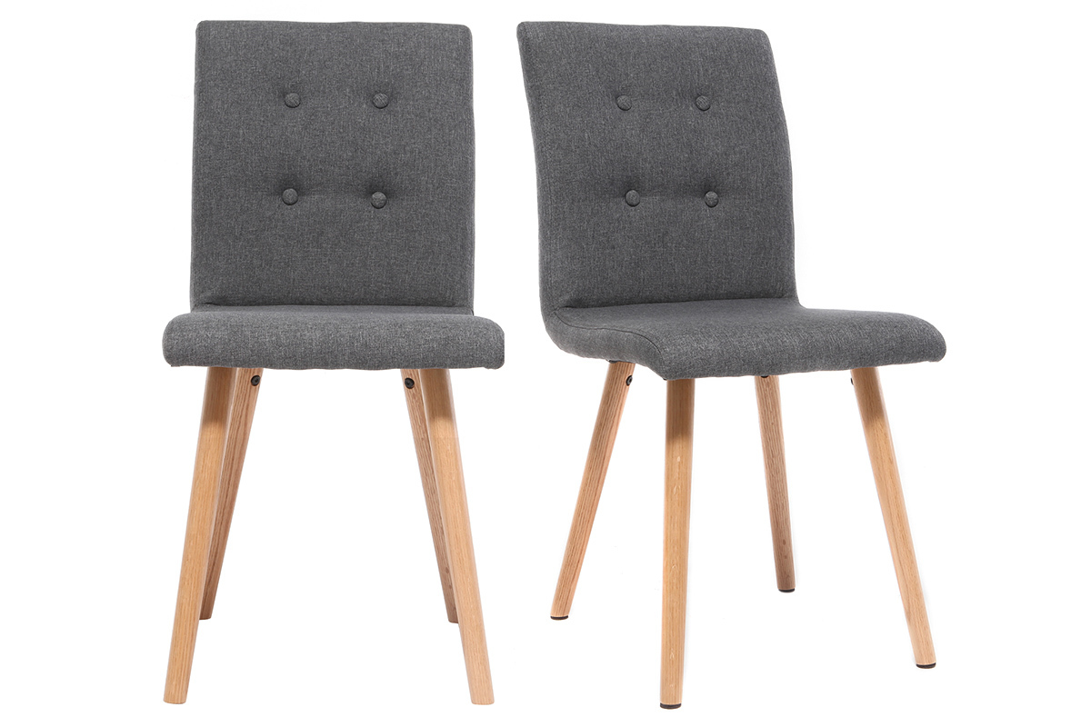 Sedia design grigio scuro e legno set di due HORTA