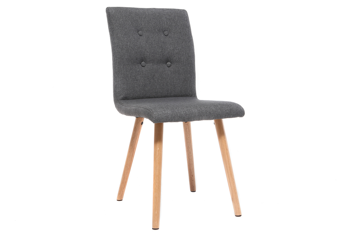 Sedia design grigio scuro e legno set di due HORTA