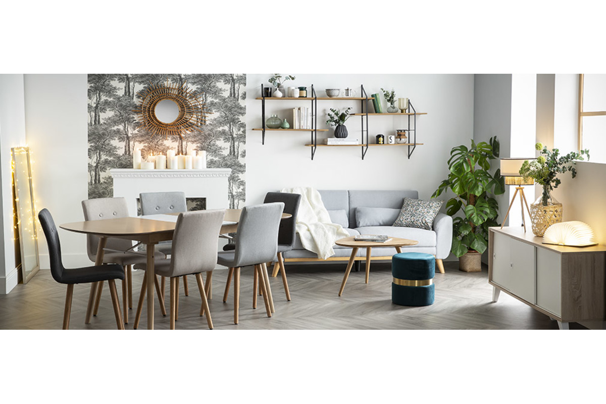 Sedia design grigio scuro e legno set di due HORTA