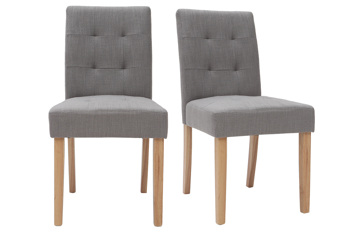 Sedia design imbottita tessuto grigio gruppo di 2 ESTER