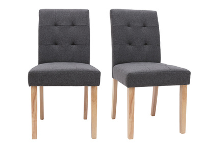 Sedia design imbottita tessuto grigio scuro gruppo di 2 ESTER